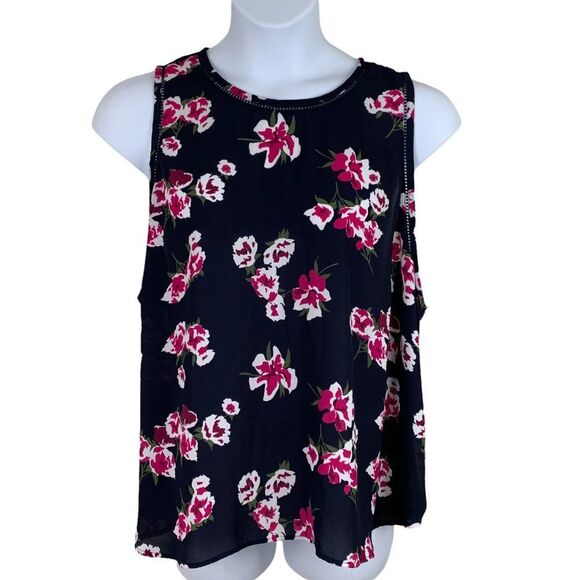 J. Crew 24 Plus Sleeveless Top Navy Floral Print Loose Fit Flowy Tank - Picture 1 of 7
